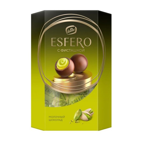 Шоколадные конфеты Esfero из молочного шоколада со вкусом фисташки Konti 186г