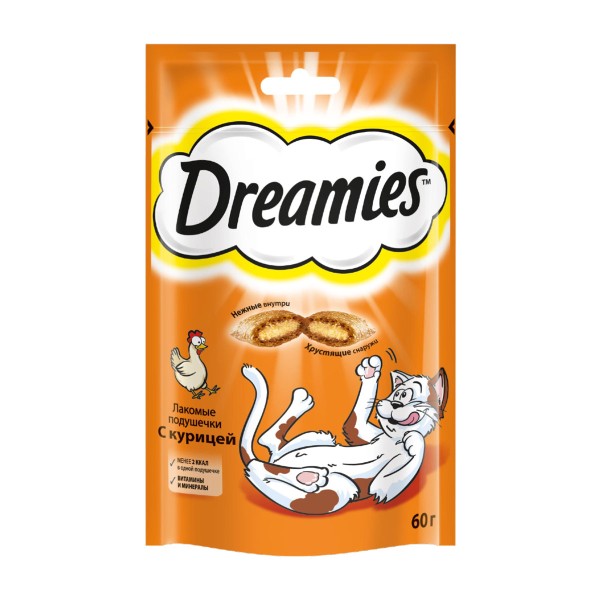 Лакомство Dreamies 60г для кошек с курицей