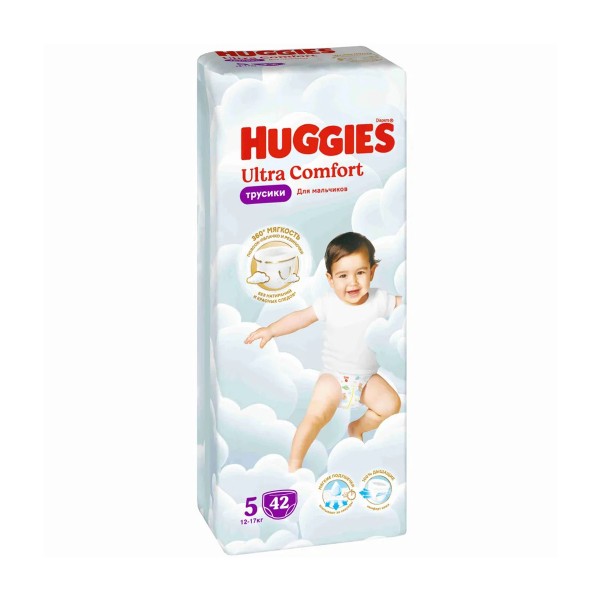 Подгузники-трусики Huggies №5 ultra comfort для мальчиков 12-17кг 42шт