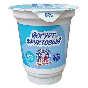 Йогурт фруктовый Великий Устюг 6% 160г БЗМЖ