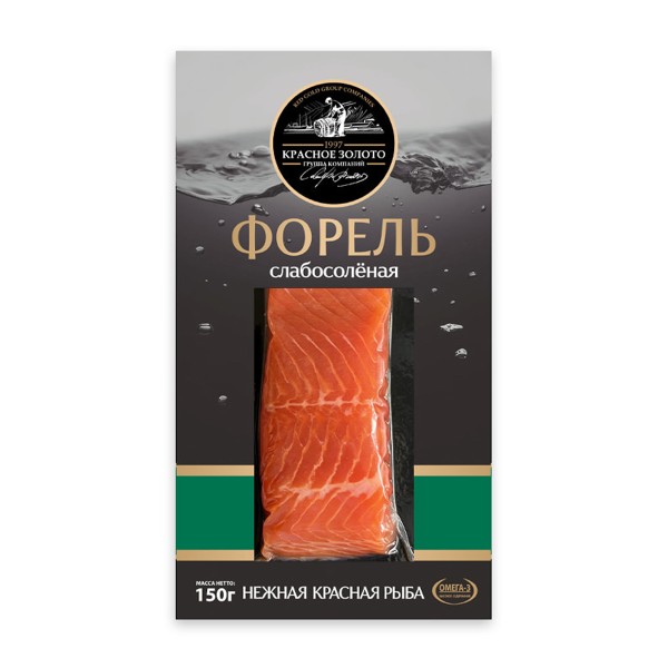 Форель филе-кусок с кожей слабой соли Красное золото 150г