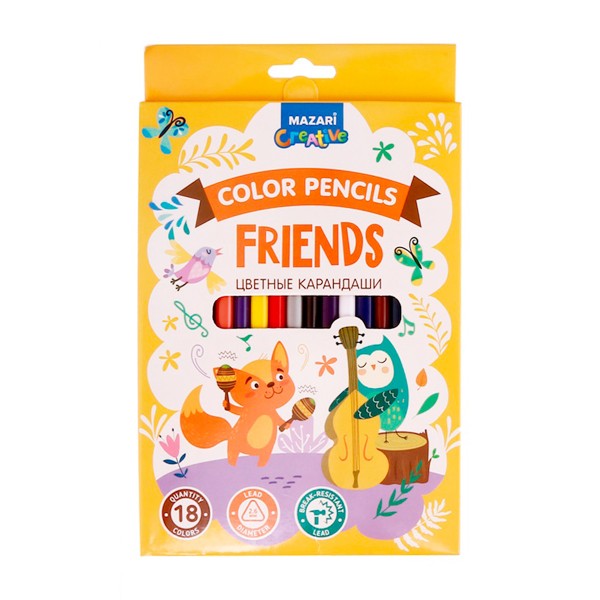 Карандаши цветные Friends 18 цветов Mazari