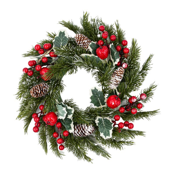 Венок новогодний с яблочками 40см