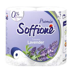 Бумага туалетная Soffione Premio Toscana Lavender 3 слоя 4 рулона