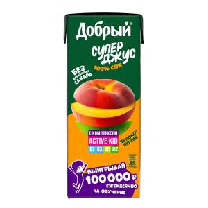 Сок,нектар Active kid Мултон 0,2л яблоко-персик