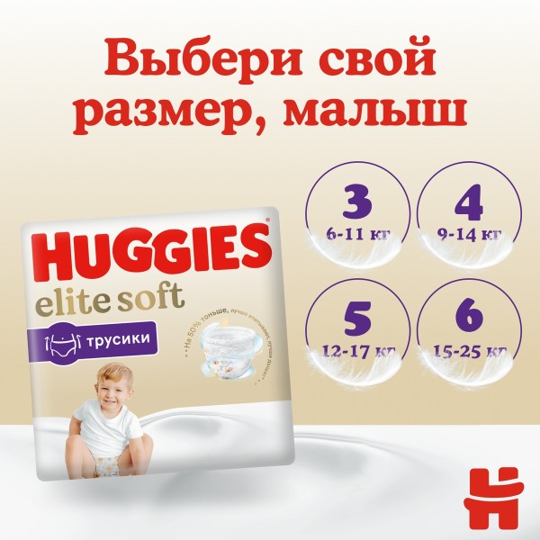 Подгузники-трусики Huggies Elite soft №3 6-11кг 25шт