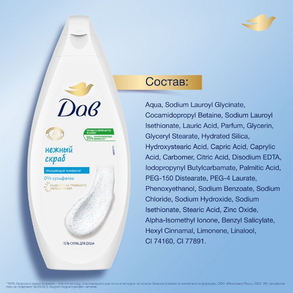 Крем-гель для душа Дав 250мл нежное обновление