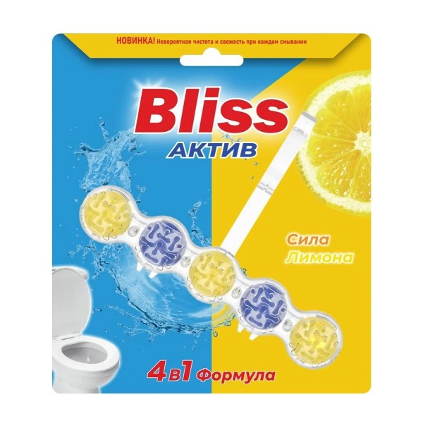 Блок гигиенический для унитаза Bliss Актив 4в1 Сила лимона 1шт 50г