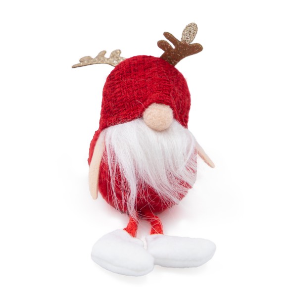 Подвеска новогодняя Гном в шапке с рожками текстильная 18см