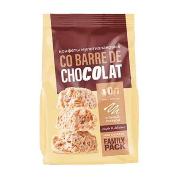 Конфеты Co barre de Chocolat мультизлаковые с белой глазурью 135г