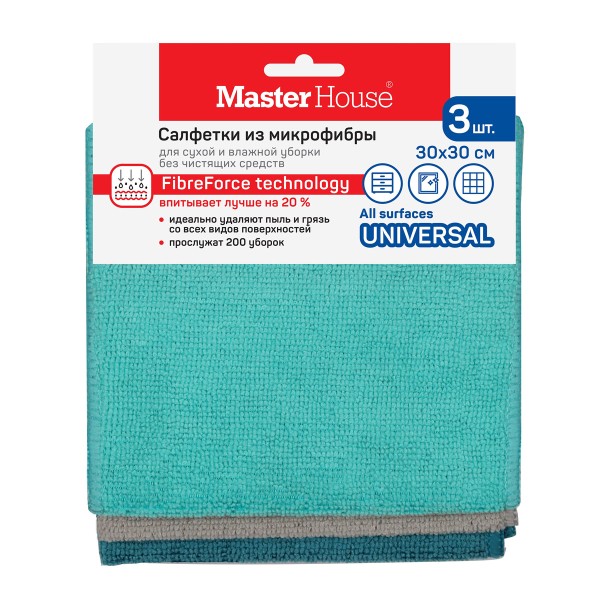 Набор салфеток Мой любимый микрофибра 30x30см 3шт Master House