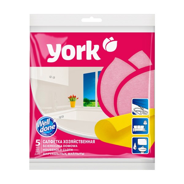 Салфетка вискозная домашняя 35х35см 5шт York
