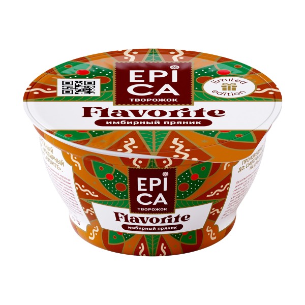 Десерт творожный Epica Flavorite 130г Эрман 7,5% имбирный пряник БЗМЖ