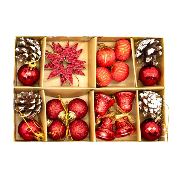Набор елочных украшений красный 23шт Микрос