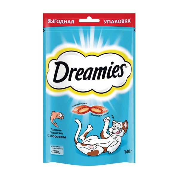 Лакомство Dreamies 140г для кошек с лососем