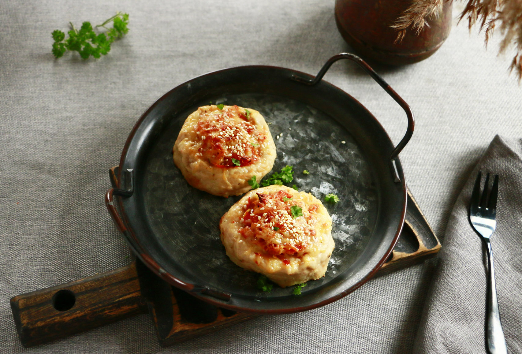 Гнёздышки из куриного фарша с овощами